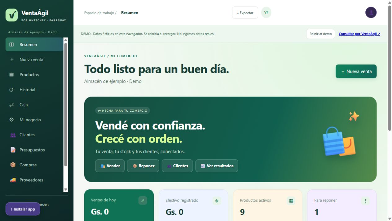 Vista previa de VentaÁgil: ventas, productos y stock